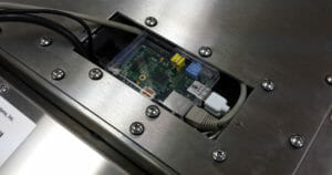 Raspberry Pi inside the touch screen cable cavity