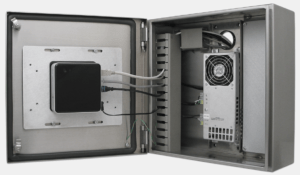 Intel NUC mounted inside a Hope Industrial Thin Client Enclosure