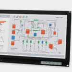 19.5" Widescreen Rack Mount Industrial Monitors and IP20 Rugged Touch Screens, front and side views