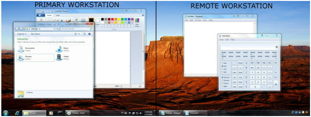 Smart Taskbar appears on the remote monitor for convenient application access