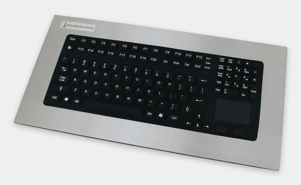 Industrial Panel Mount Keyboard with Rugged Full-Travel Keys and Touchpad