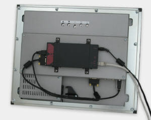 KVM Extender Mounted on Rear of Industrial Panel Mount Monitor VESA Bracket