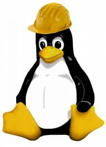 Linux Tux in hardhat