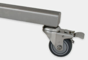 Heavy Industrial Floor Stand with locking casters, for use with Industrial Pedestals, stainless steel