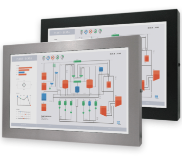 22" Widescreen Universal Mount Industrial Monitors and IP65/IP66 Rugged Touch Screens, fully enclosed displays